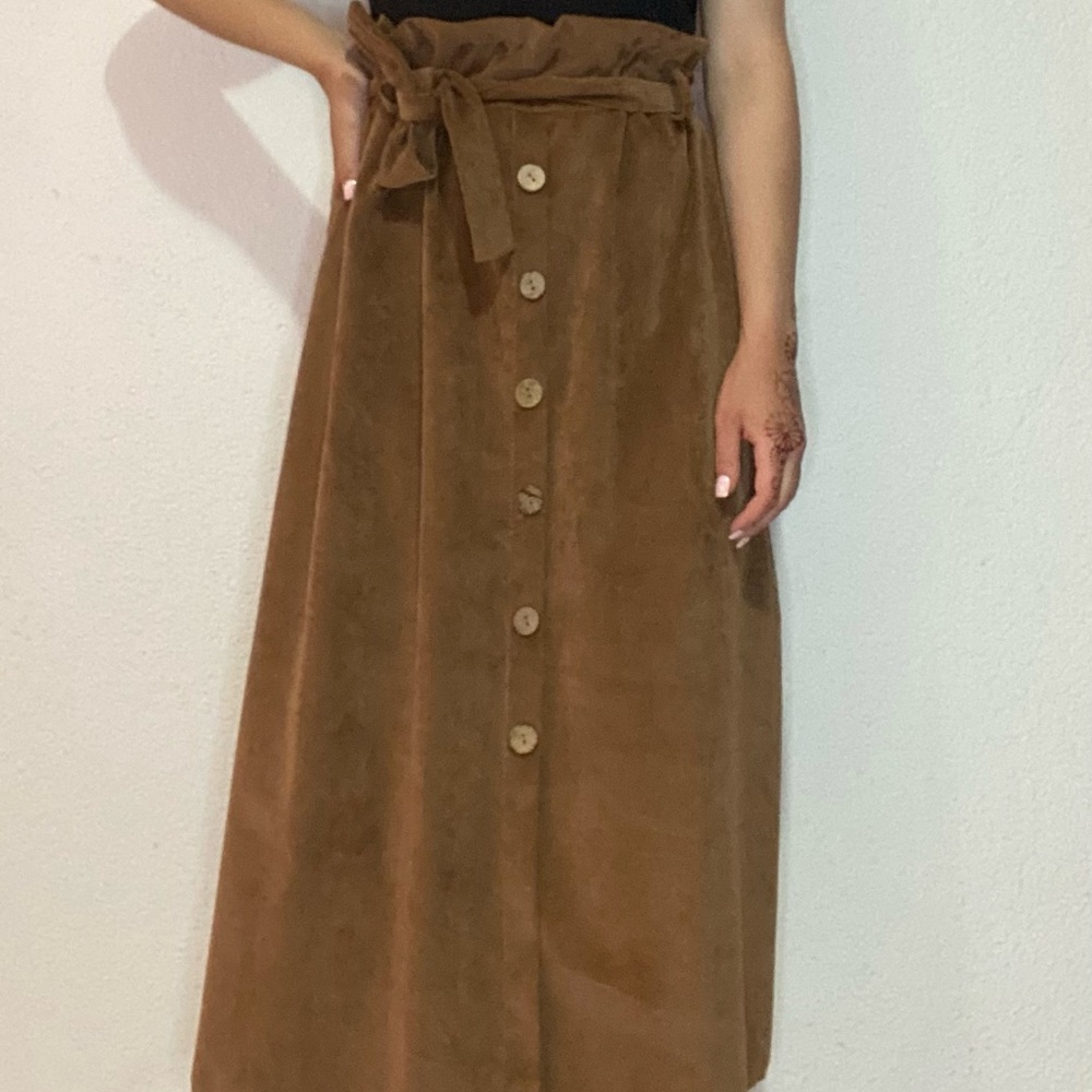 Ankle length corduroy skirt